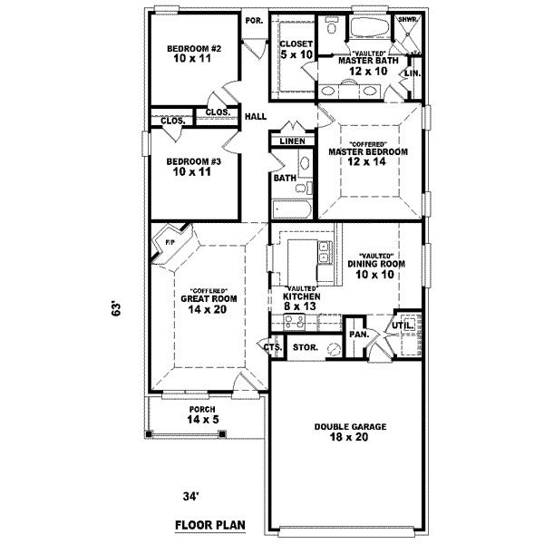 Floor Plan - Main Floor for European House Plan #81-1418 - 3 bed, 2 bath