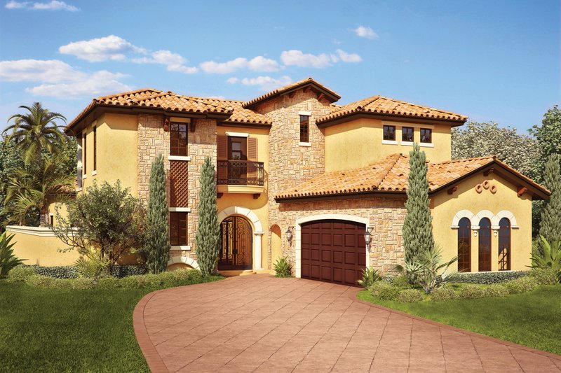 Home Plan - Exterior - Front Elevation 4 for Mediterranean House Plan #930-22 - 4 bed, 5 bath