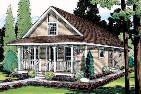 Exterior - Front Elevation for Country House Plan #312-437 - 3 bed, 1 bath