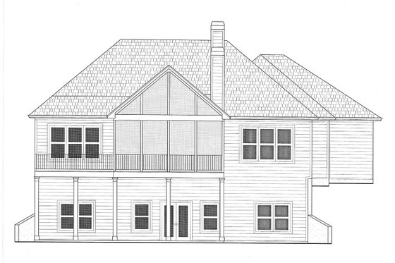 Exterior - Rear Elevation 1 for Craftsman House Plan #437-114 - 4 bed, 4 bath