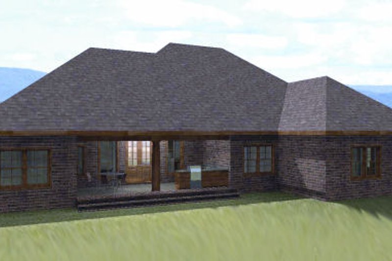 House Blueprint - Exterior - Rear Elevation for European House Plan #44-170 - 3 bed, 2.5 bath