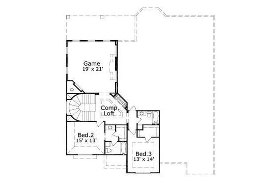 Floor Plan - Upper Floor 1 for European House Plan #411-442 - 4 bed, 3.5 bath