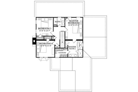 Floor Plan - Upper Floor for Colonial House Plan #137-287 - 4 bed, 3.5 bath