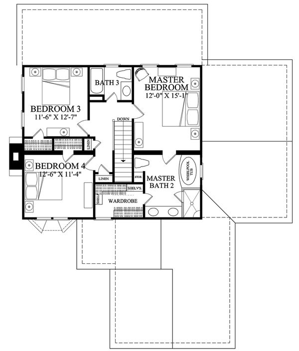 Colonial Floor Plan - Upper Floor Plan #137-287
