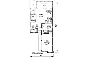 Floor Plan - Main Floor for Ranch House Plan #20-2285 - 3 bed, 2 bath