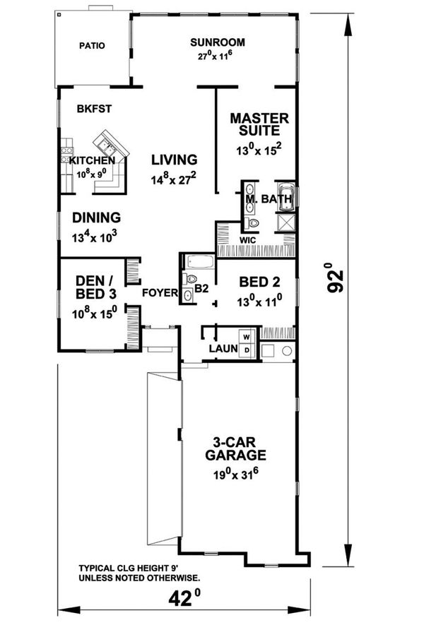 Architectural House Design - Ranch Floor Plan - Main Floor Plan #20-2285