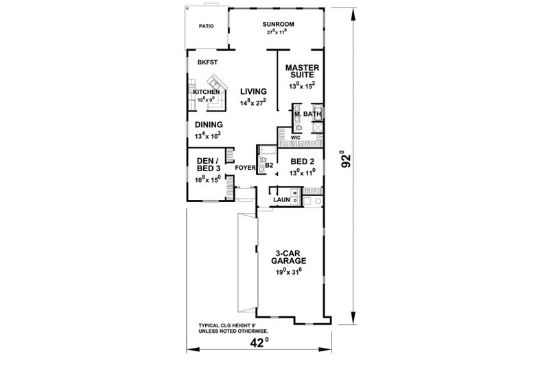 Home Plan - Floor Plan - Main Floor for Ranch House Plan #20-2285 - 3 bed, 2 bath