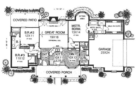 Floor Plan - Main Floor for Farmhouse House Plan #310-605 - 3 bed, 2.5 bath