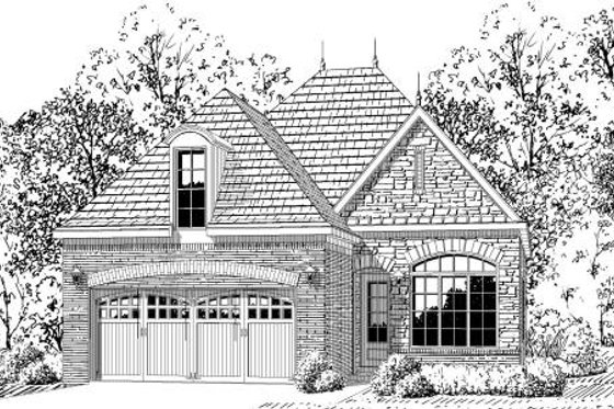 Exterior - Front Elevation for European House Plan #424-140 - 3 bed, 3 bath