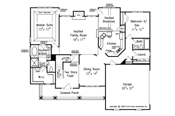 Floor Plan - Main Floor for Craftsman House Plan #927-3 - 4 bed, 3 bath