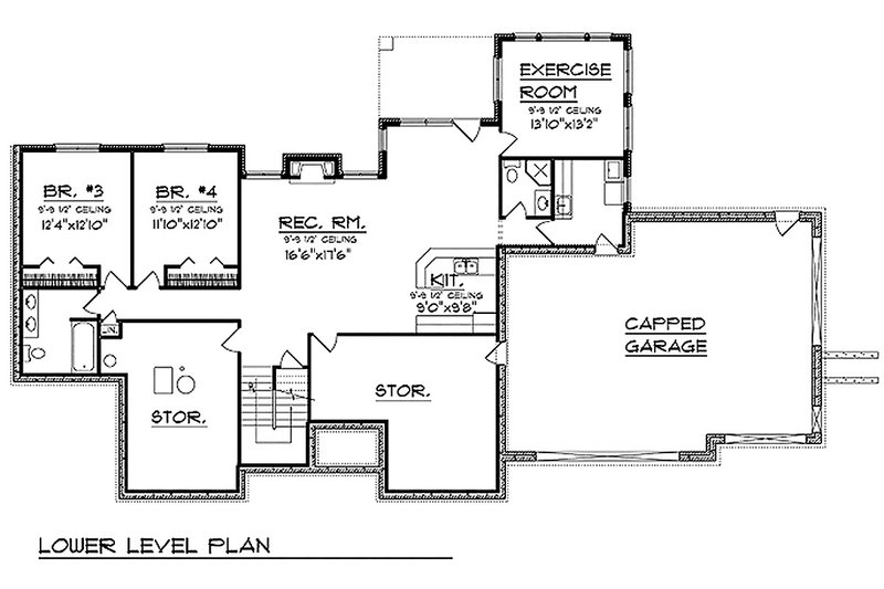 Home Plan - Floor Plan - Lower Floor for Traditional House Plan #70-620 - 4 bed, 4.5 bath