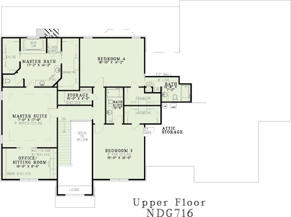 European Floor Plan - Upper Floor Plan #17-2184