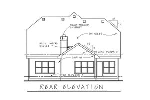 Exterior - Rear Elevation for Bungalow House Plan #20-1232 - 3 bed, 2.5 bath