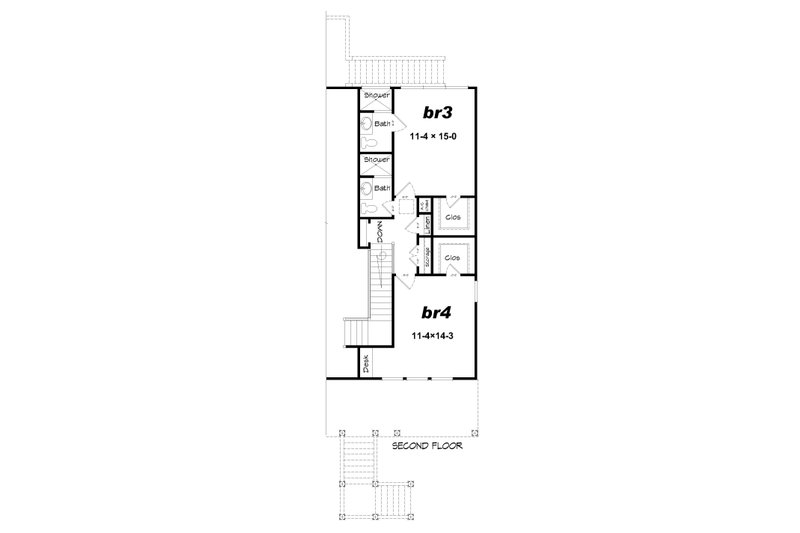 House Blueprint - Floor Plan - Upper Floor for Beach House Plan #932-274 - 4 bed, 4 bath
