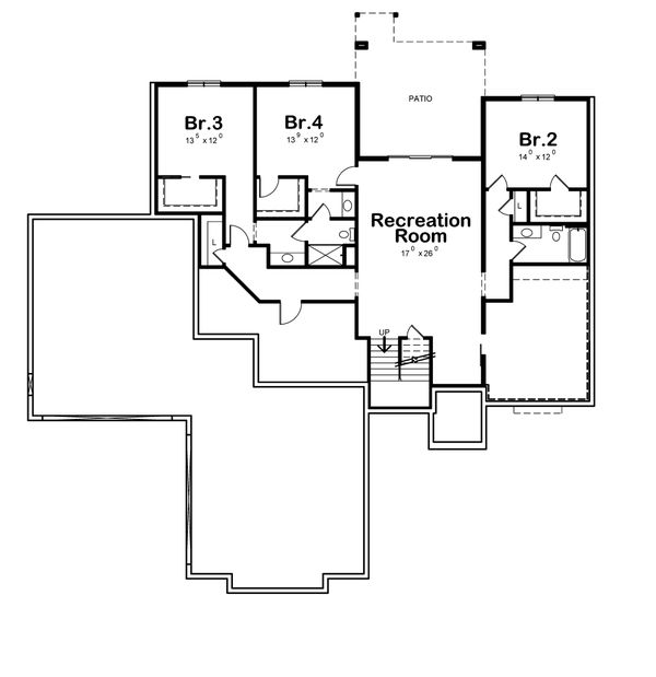 Craftsman Floor Plan - Lower Floor Plan #20-2369