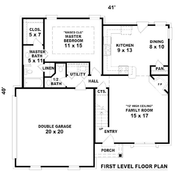 Floor Plan - Main Floor for European House Plan #81-13770 - 3 bed, 2.5 bath
