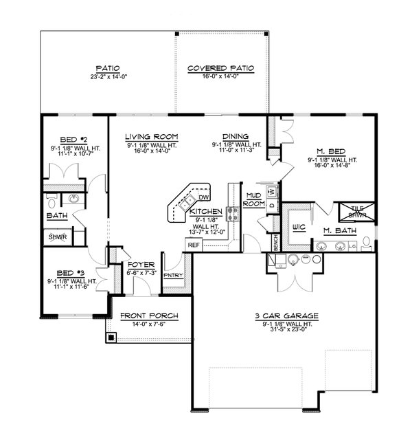 House Design - Ranch Floor Plan - Main Floor Plan #1064-165