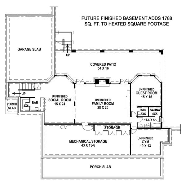 Country Floor Plan - Lower Floor Plan #119-216
