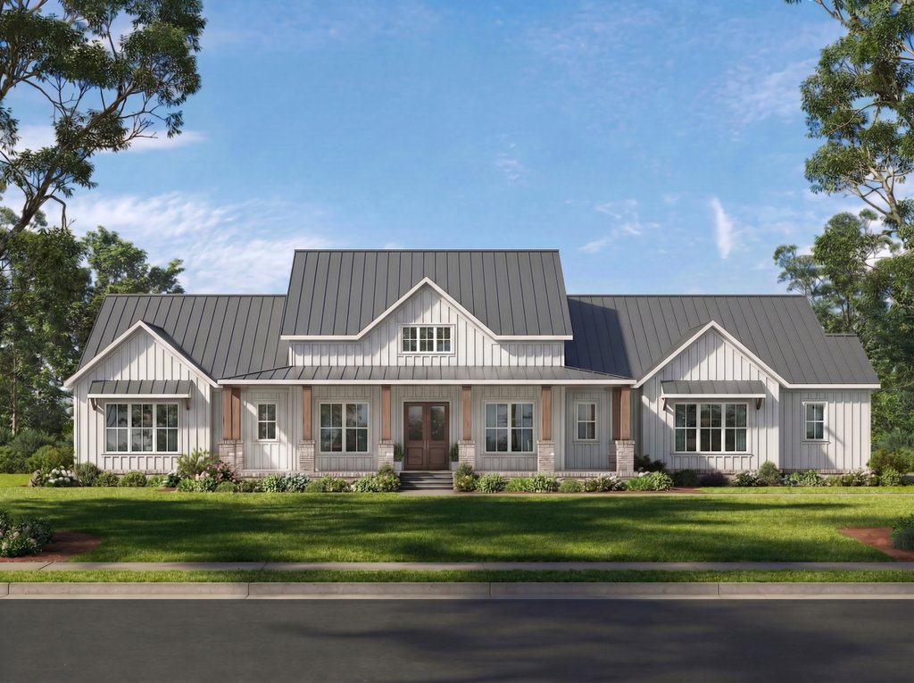 Exterior - Front Elevation 2 for Farmhouse House Plan #1117-47 - 3 bed, 2.5 bath