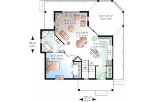 Floor Plan - Main Floor for Cottage House Plan #23-847 - 1 bed, 1 bath