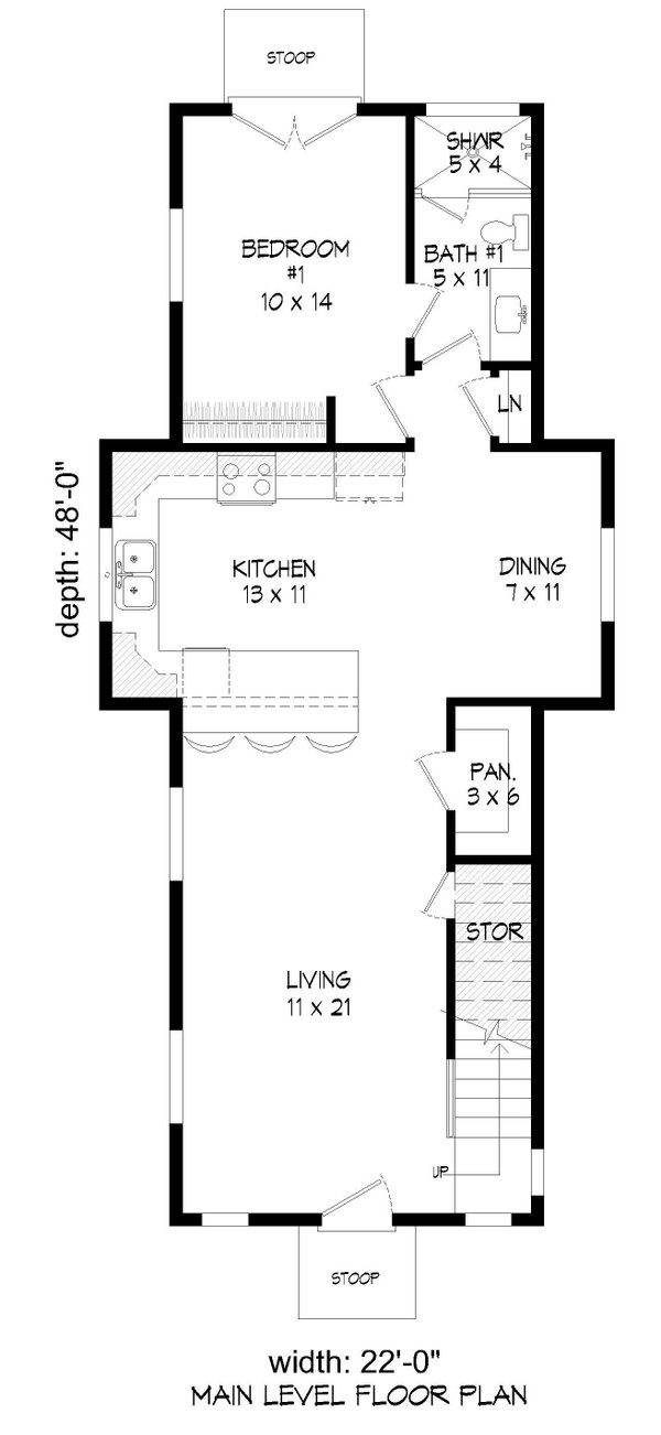 Contemporary Floor Plan - Main Floor Plan #932-1324
