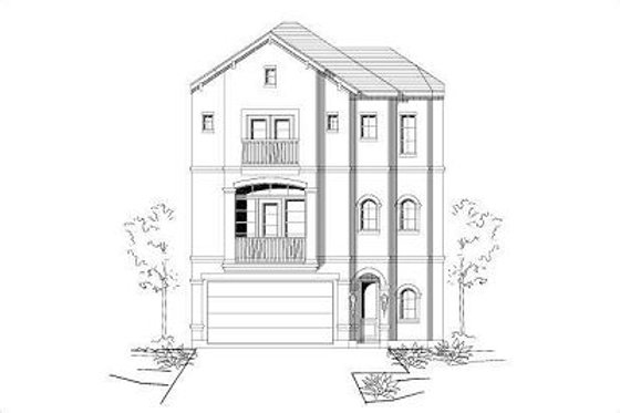 Exterior - Front Elevation for European House Plan #411-683 - 3 bed, 3.5 bath
