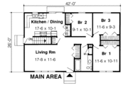 Ranch Style House Plan - 3 Beds 1 Baths 1092 Sq/Ft Plan #312-248 