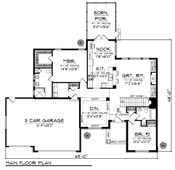 Architectural House Design - European Floor Plan - Main Floor Plan #70-931