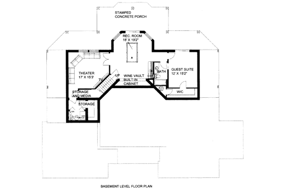 Floor Plan - Lower Floor for Bungalow House Plan #117-610 - 2 bed, 2.5 bath