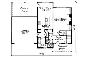 Floor Plan - Main Floor for Traditional House Plan #46-890 - 3 bed, 2.5 bath