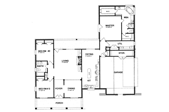 Floor Plan - Main Floor for Southern House Plan #15-121 - 3 bed, 2 bath