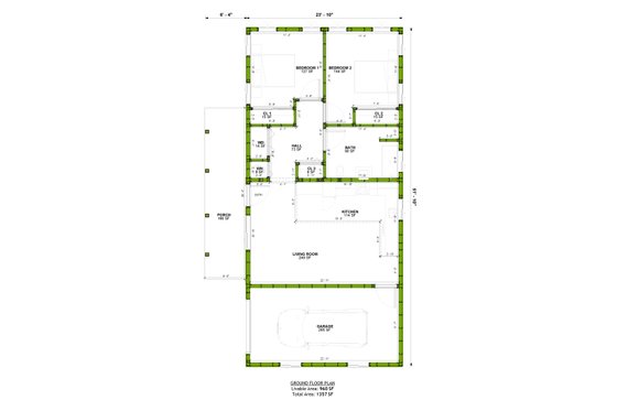 Floor Plan - Main Floor for Modern House Plan #1106-176 - 2 bed, 1 bath