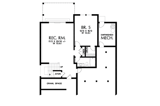 Floor Plan - Lower Floor for Cottage House Plan #48-997 - 5 bed, 3.5 bath
