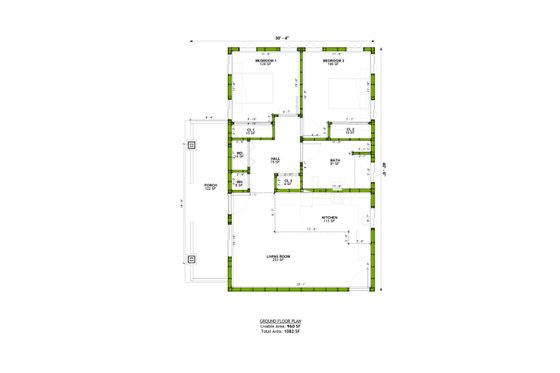 Floor Plan - Main Floor for Craftsman House Plan #1106-171 - 2 bed, 1 bath