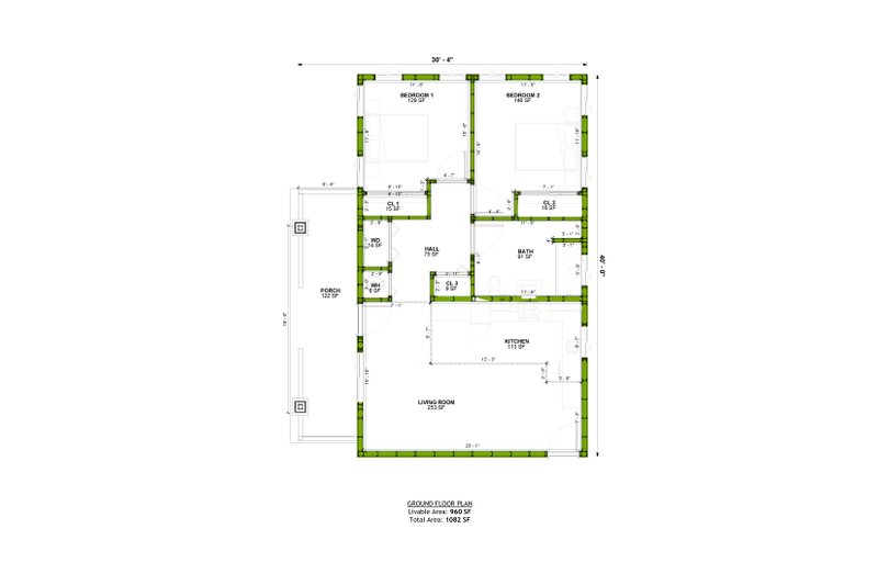 Home Plan - Floor Plan - Main Floor for Craftsman House Plan #1106-171 - 2 bed, 1 bath