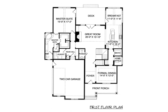 Floor Plan - Main Floor for Craftsman House Plan #413-850 - 4 bed, 3.5 bath