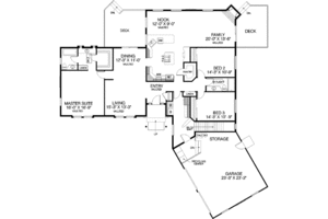Floor Plan - Main Floor for Ranch House Plan #60-166 - 3 bed, 2 bath
