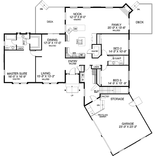 Architectural House Design - Ranch Floor Plan - Main Floor Plan #60-166