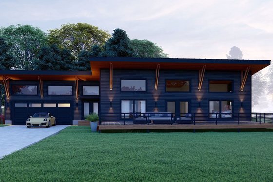Exterior - Front Elevation 4 for Contemporary House Plan #932-1287 - 2 bed, 2.5 bath