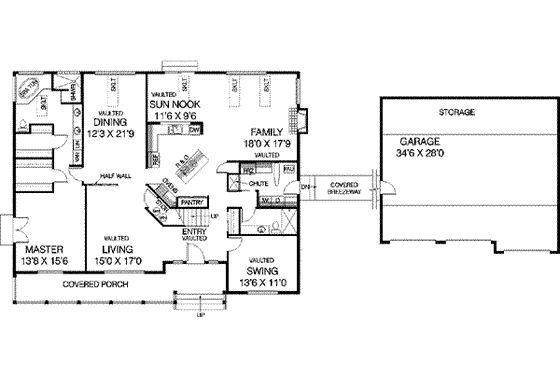 Floor Plan - Main Floor for Traditional House Plan #60-557 - 4 bed, 4 bath