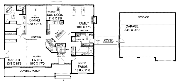 Home Plan - Traditional Floor Plan - Main Floor Plan #60-557