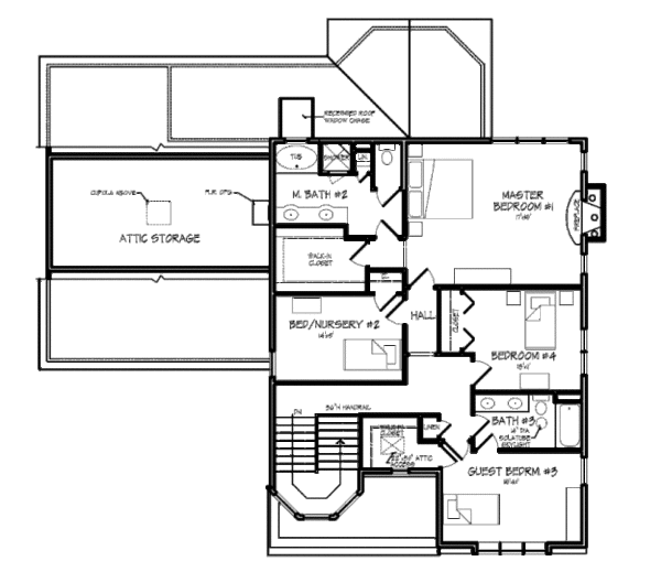 Craftsman Floor Plan - Upper Floor Plan #440-1