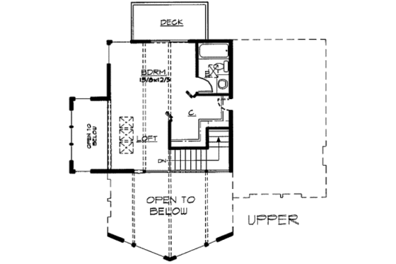 Floor Plan - Upper Floor for Contemporary House Plan #303-334 - 2 bed, 2 bath