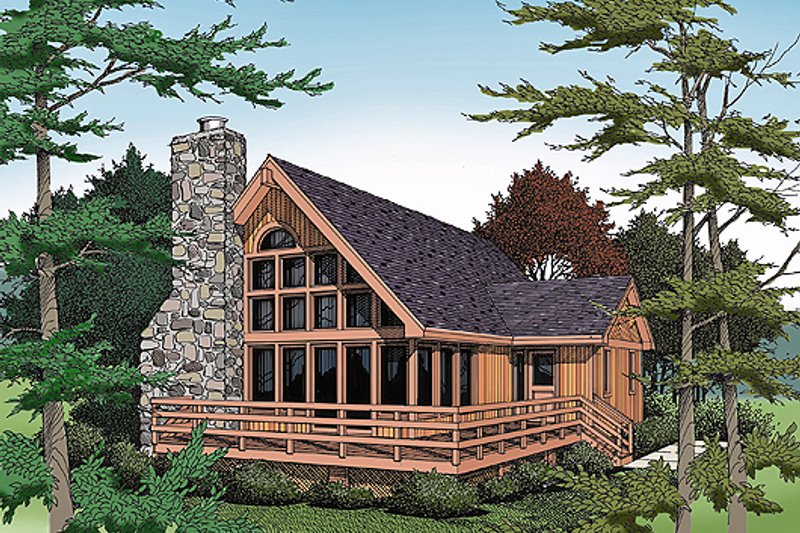 Cabin Style House Plan - 3 Beds 3 Baths 1814 Sq/Ft Plan #456-10