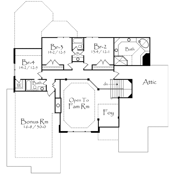 European Floor Plan - Upper Floor Plan #71-124