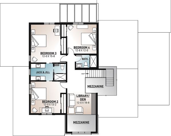 Home Plan - Farmhouse Floor Plan - Upper Floor Plan #23-2691