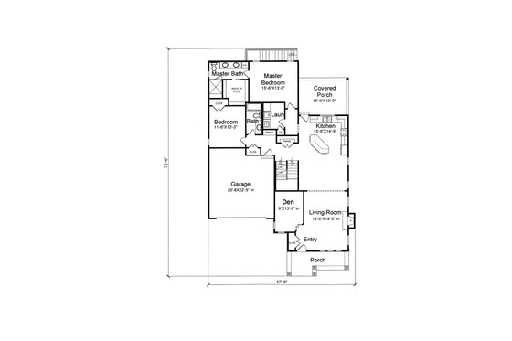 Floor Plan - Main Floor for Craftsman House Plan #46-927 - 3 bed, 3 bath