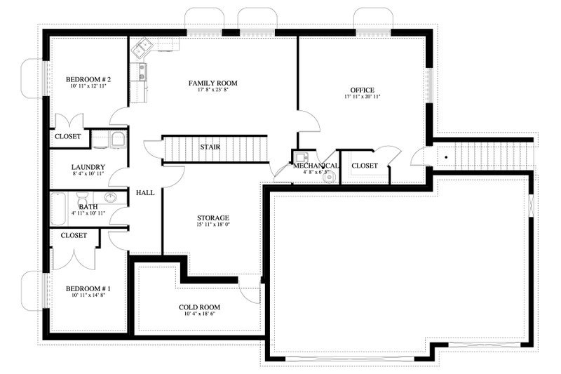 Home Plan - Floor Plan - Lower Floor for Traditional House Plan #1060-151 - 2 bed, 2.5 bath