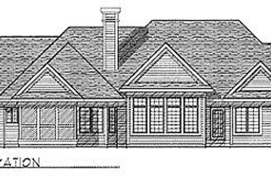 Exterior - Rear Elevation for Traditional House Plan #70-309 - 2 bed, 2.5 bath
