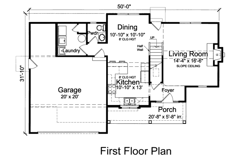 Architectural House Design - Floor Plan - Main Floor for Traditional House Plan #46-512 - 3 bed, 2.5 bath